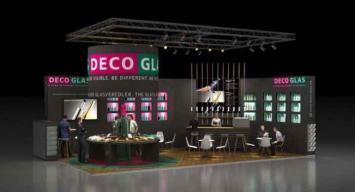 Messestand Rendering DecoGlas Prowein