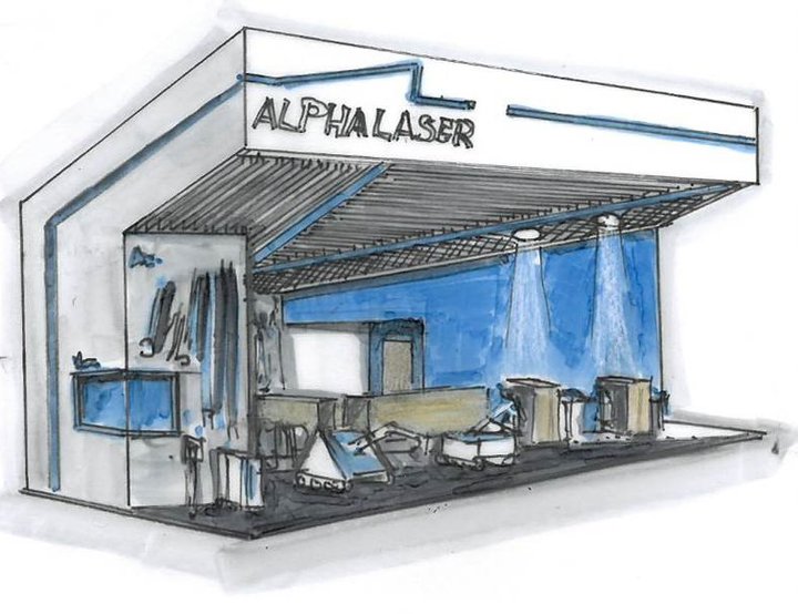 Alpha Laser Messestand Skizze Bruns Messebau