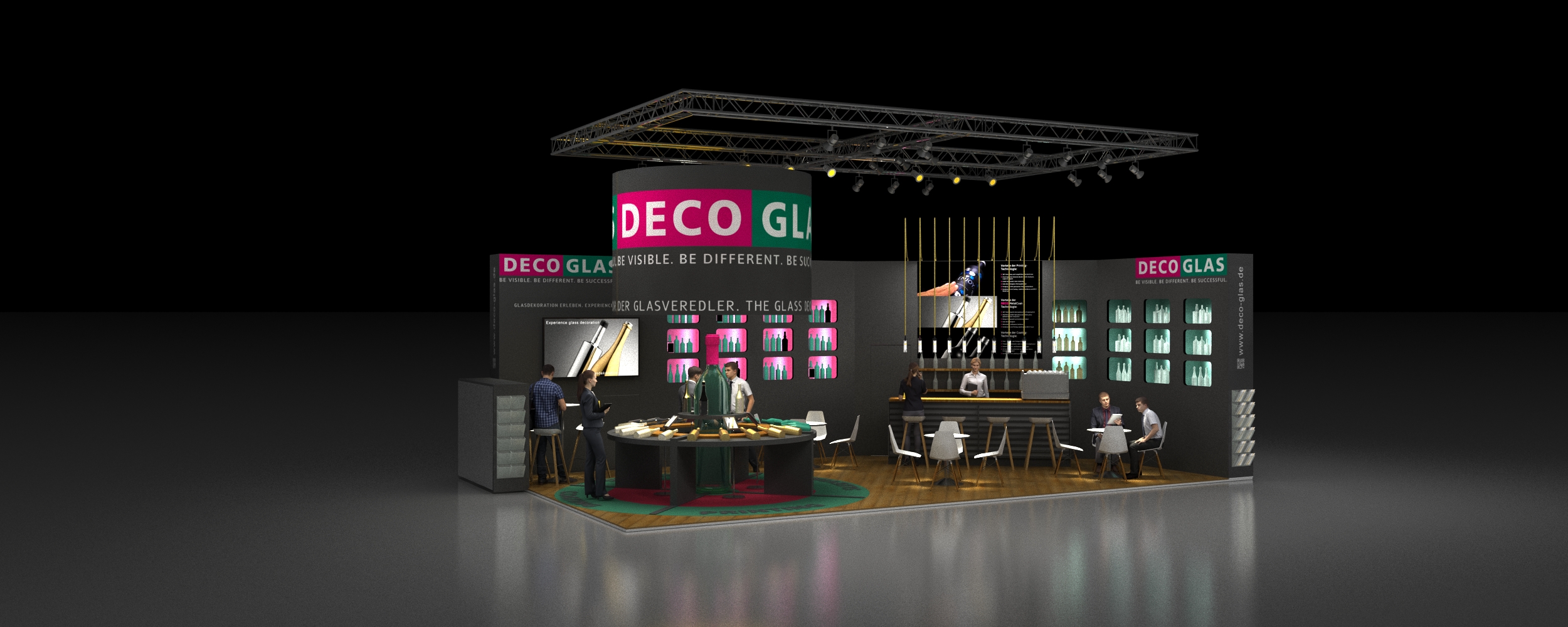 Messestand Rendering DecoGlas Prowein